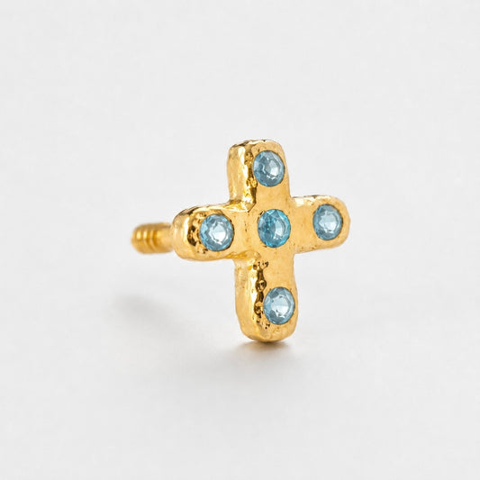 Tiny Juno Stud - Blue Topaz