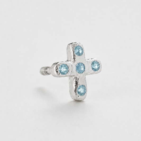 Tiny Juno Stud - Blue Topaz